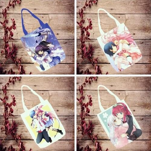 Manga Angel Heart Fashion Anime Foldable Handbag Canvas Shopping Bag Casual Shoulder Bags Customized Tote Lady Girls New