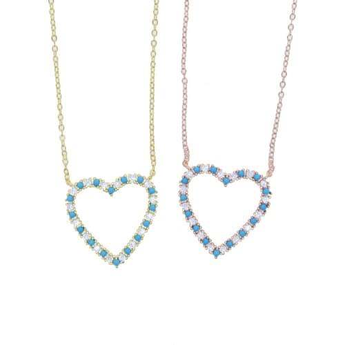 Classic Heart pendant Fine Choker Gold Color White Blue cz Heart Charm Necklace Valentines Love Gift Women Jewelry