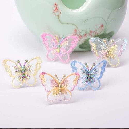 100pcs Butterfly Embroidered Lace Patch Polyester 5x4cm 4x3cm Applique Stickers Clothing Accessories Fabric