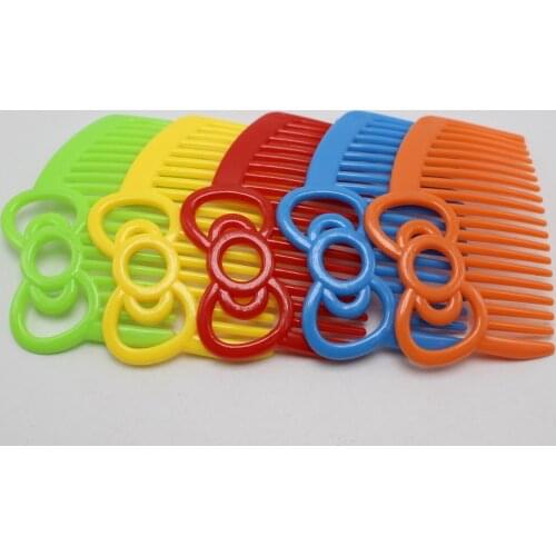 20 Mixed Bubblegum Color Plastic Smooth Cute Bows Hair Side Combs 60X46mm