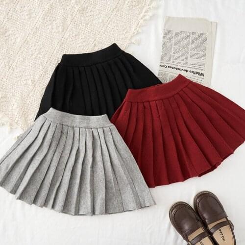 2021 Ins New Fashion Girls Skirts Autumn Winter Girls Knit Skirts Children Pleated Skirts