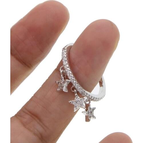 3 pcs cute lovery cz star charm pave clear cz engagement band christmas gift fashion women rings