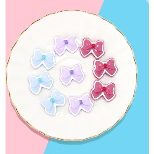 5Pcs Sweet Macaron Bow Tie Resins DIY Jewelry Hair Accessories Decoration Clay Charms Slime Toy