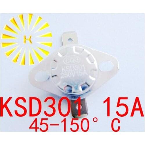 5pcs x KSD301 15A 45-150 degree 250V Normally Closed Temperature Switch Thermostat Resistor