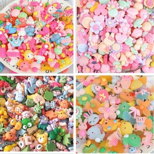 50Pcs Mixed Style Flatback Resin Cabochon Accessories Kids BB Clip Material DIY Craft Supplies