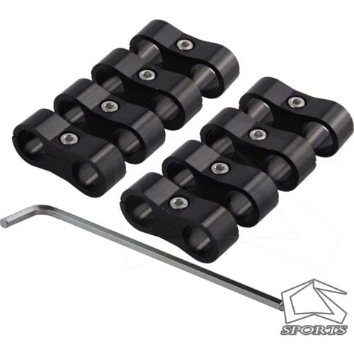 8pcs AN -6 AN6 13.4MM Braided Hose Separator Clamp Fitting Adapter Bracket Silver / black / blue/red