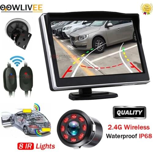 OOWLIVEE Car Smart System For Cars Monitor with Camera Wireless Upside down Screen Dynamic Track Moving 12V Parking Assistance