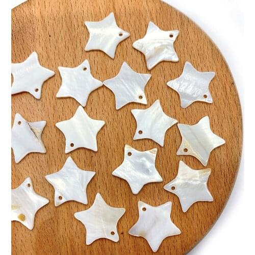 20pcs/pack Fashion 22 Mm Natural Freshwater Pearl Shell Loose Beads Star Shape White Color Size DIY for Making Necklace Earrings