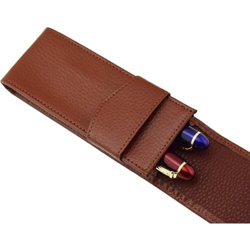 Fountain Pen / Roller Pen Pencil Case Pen Bag Real Leather Quality Washed Cowhide Coffee Pen Pouch / Holder