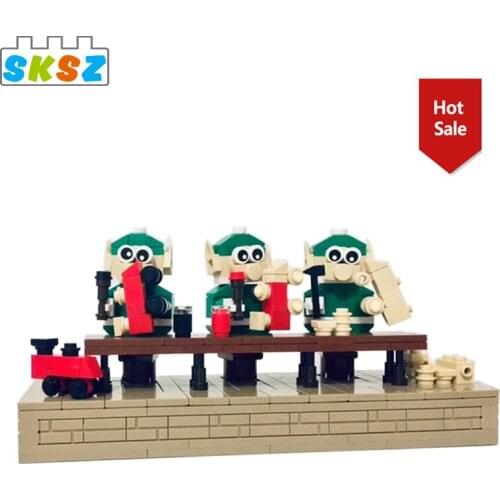 Diy Ideas Toys Creator Elf Workshop Three Elves Set Figures Workbench Assembly Toys Building Blocks for Children Gifts