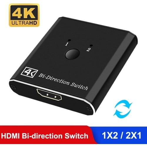 HDMI Switcher Bidirectional 2 Input to 1 Output or 1 In to 2 Out Supports 4K 3D 1080 HDMI Switch for HDTV Blu-Ray player DVD DVR