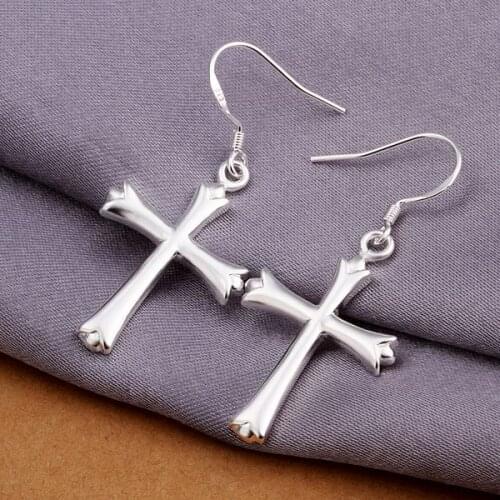 E305 fashion jewelry For Women, 925 jewelry silver plated Cross Earrings /GAYTMMOL XIFZQRVQ