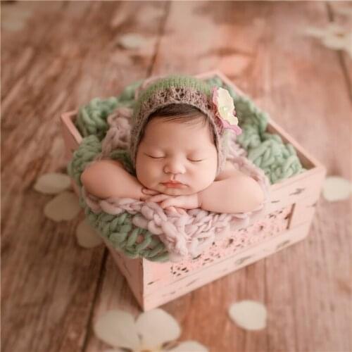 Newborn Photo Crate Vintage Newborn Square Crate Handmade Baby Wooden Box Photography Prop