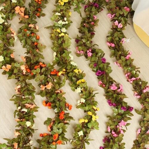 220cm Artificial Flowers 33 Roses Autumn Decoration Silk Cloth Rattan Plastic Long Vine Garland Fake Flower Christmas Wedding