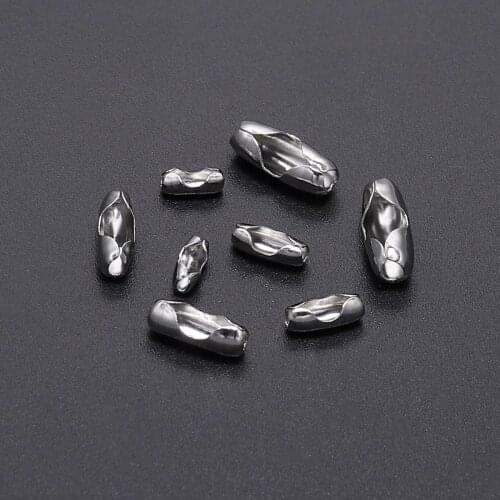50pcs/Lot 1.5 2.0 2.5 3.2 mm Stainless Steel Ball Chain End Beads Crimp Clasps Connector For Jewelry Making Finding DIY Supplies