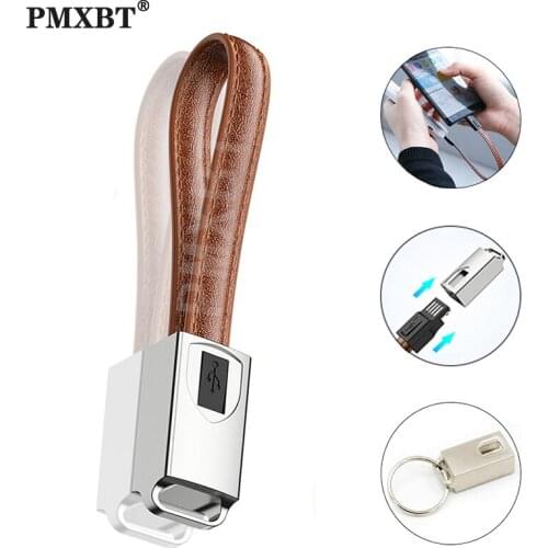 Short USB Cable Portable Keychain Charging Cable for iphone Micro USB Type C Xiaomi Charger Cord Phone USB C Wire Key-chain Line