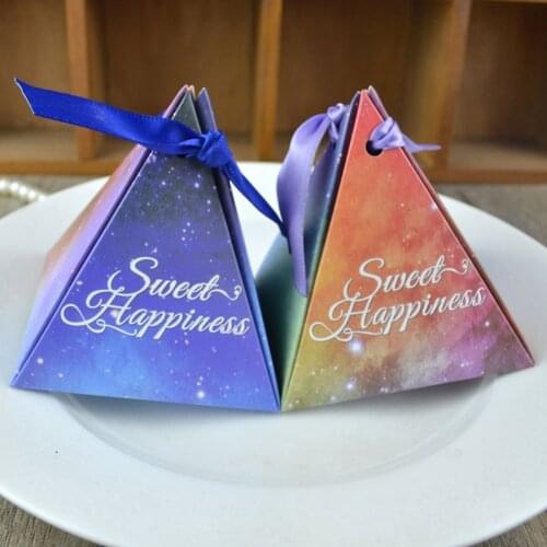 50Pcs Creative Stars Pyramid Paper Gift Box Candy Boxes Wedding Favors and Gifts Box for Guests Party Baby Shower Decorations