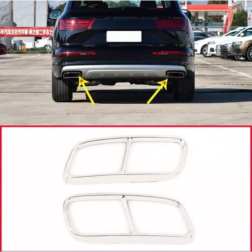 Car Exhaust Pipe Cover Trim 2 Pcs Chrome Stainless Steel For Audi Q7 2016-2019 Car Accessories