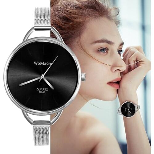 2020 Fashion WoMaGe Ladies Wrist Watch Luxury Women ClocksSilver Mesh Band Womens Watches Clock bayan kol saati relogio feminino