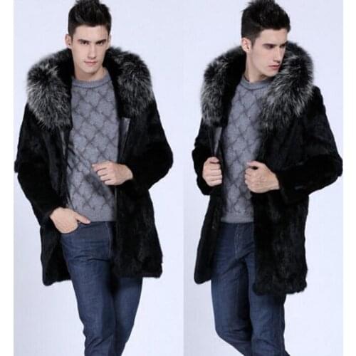 Hooded faux mink fur leather jacket mens warm fur leather coat men loose jackets winter autumn thicken fashion