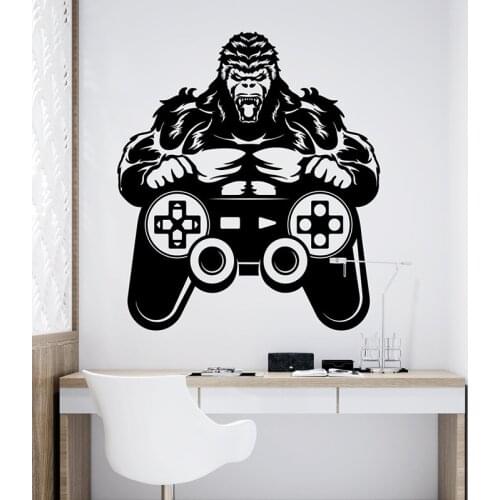 Game Wall Decal,video Game Vinyl Sticker, Monkey Game Room Decoration, Joystick Decal,teen Boy Birthday Gift 2275