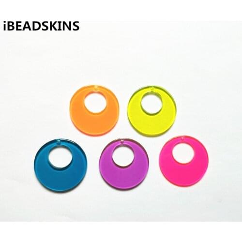 New arrival! 32mm 100pcs acrylic Neon effect round-shape charms for stud earrings/earrings accessories/Earring parts DIY