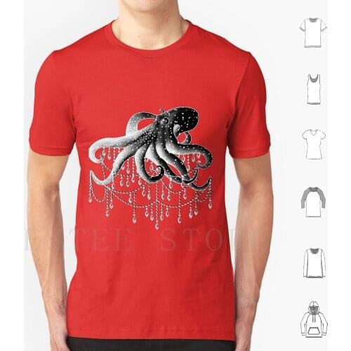 Phantasmagoria T Shirt Print Cotton Octopus Chandelier Inverted Jewels Spiritual Bohemian Urban Line Art Manitou