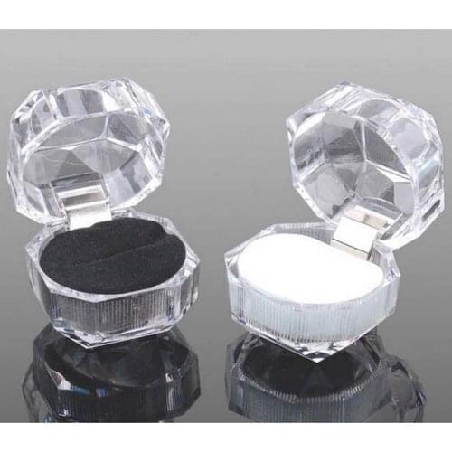 Transparent Acrylic Ring Stud Box Dustproof Plug Box Small Octagonal Crystal Box