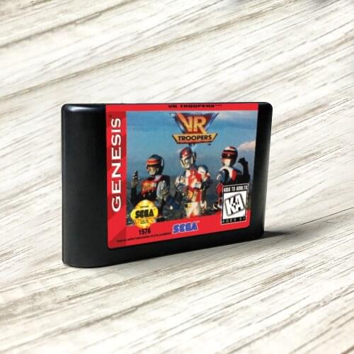 VR Troopers - USA Label Flashkit MD Electroless Gold PCB Card for Sega Genesis Megadrive Video Game Console