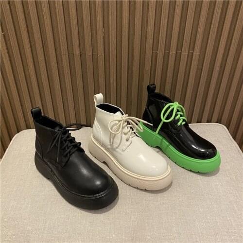 Lace-up Martin boots women 2021 new big toe womens shoes thick-soled ankle boots British increased height and ankle boots women