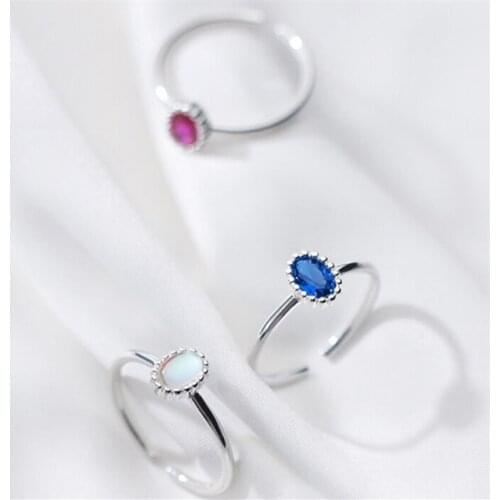 Fashion Simple Silver Plated Oval Zircon Rings for Womens Rings Blue Crystal Opal Rings Wedding Engagement Ring Bridal Jewelry