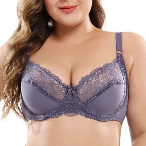 Womens Lace Bralette Bras Unlined Ultra-Thin Underwired Big Size Brassiere Embroidered Sexy Lingerie Tops Plus Size Underwear