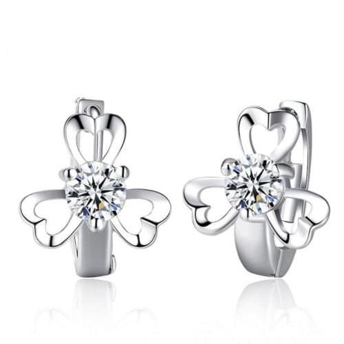 Everoyal Fashion 925 Sterling Silver Earrings For Women Accessories Charm Zircon Flower Lady Hoop Earrings Girl Accessories Hot