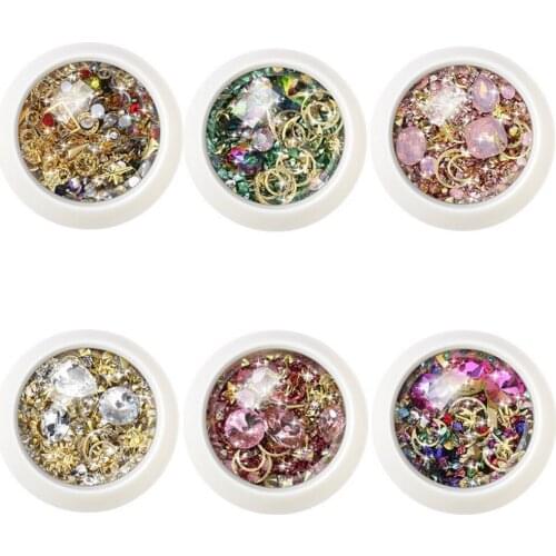 1 Box Crystal Nails Rhinestones Metal Rivet Gems Stones 3d Diy Tips Charm Nail Art Decorations Design Manicure Diamonds