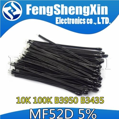 10pcs NTC MF52D 10K 100K 3435 Probe strap wire thermistor B3435 B3950 5% Enameled wire Temperature control sensor
