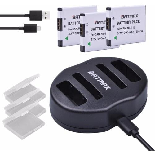 3-Pack NB-11L NB-11LH NB11L Batteries&Dual Charger with USB Cable for Canon Powershot 130 IS, 115 IS, A2500 ELPH 135, 140 IS