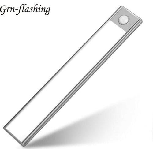 9mm Thin 40cm 70 LED Under Cabinet Light with PIR Motion Sensor USB Rechargeable Wardrobe Cupboard Wall Lamp Closet Night Light