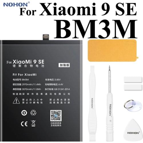 Nohon Battery For Xiaomi Mi 9 SE 9SE BM3M 2970mAh-3070mAh High Capacity Built-in Phone Li-polymer Batteries For 9SE Mi9SE +Tools