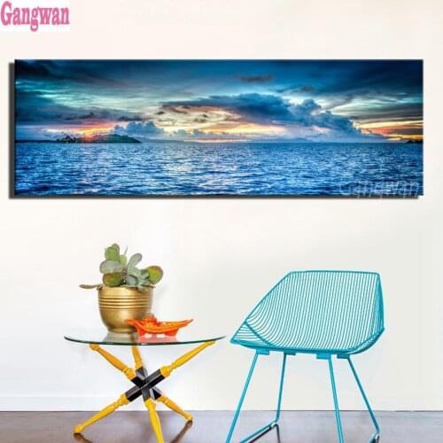 Diamond embroidery blue Sea Side Landscape 5D DIY full diamond painting square round drill 3d rhinestone pictures mosaic deor