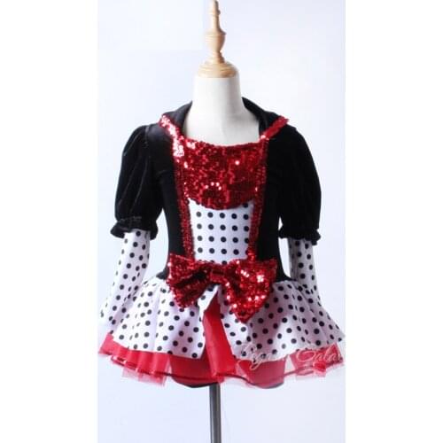 Long Sleeved Sequins Ballet Costume For Adult Women Ballerina Dance Clothes Kids Dot Stage Show Ballet/Model Dress For Girls