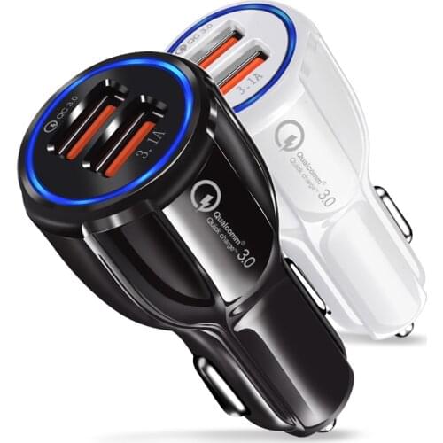 Quick Charge 3.0 Charger QC 3.0 5V 9V 12V Dual USB Car Charge Fast Charger Mobile Phone Universal LED Light Car Lighter Slot