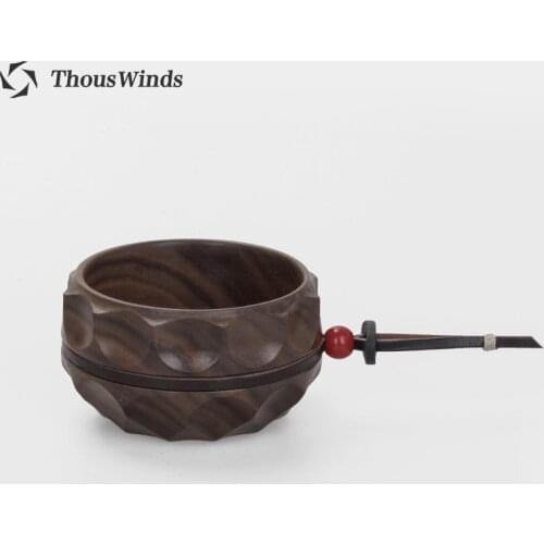 Thous Winds Wooden Linglong Cup Outdoor Camping Handmade Black Walnut Water Cup Coffee Cup Camp Bowl Wine Glass