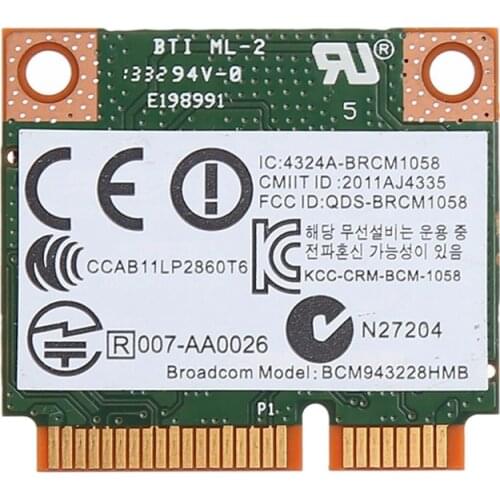 Dual Band 2.4+5G 300M 802.11A/B/G/N Wifi Bluetooth 4.0 Wireless Half Mini Pci-E Card For Hp Bcm943228Hmb Sps 718451-001
