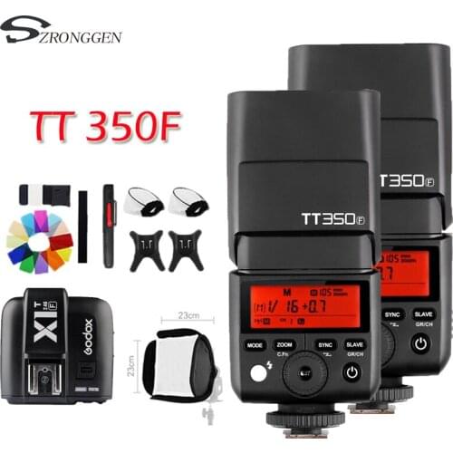 Godox 2*TT350F 2.4G Wireless X System Speedlite Flash TTL HSS GN36 1/8000S with X1T-F 2.4G TTL Wireless Flash Trigger Transmitte