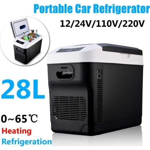 12V/24V 110V/220V 28L Home/Car Use Refrigerator Ultra Quiet Car Refrigerators Freezer Cooling Heating Box Fridge Fishing camping