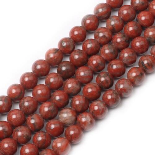 Natural Round Stone Beads, Natural Gemstone Hole Size 6/8/10mm Crystal Energy Stone Healing Power Smooth Red Jasper Beads
