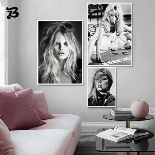Canvas Painting Wall Art Woman Black and White Model Wall Pictures Fashion Canvas Posters Print for Bedroom Home Wall Decoration