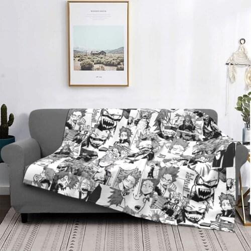 Kirishima My Hero Academia Blankets Flannel Printed Anime Multi-function Super Soft Throw Blankets for Bed Outdoor Bedspread
