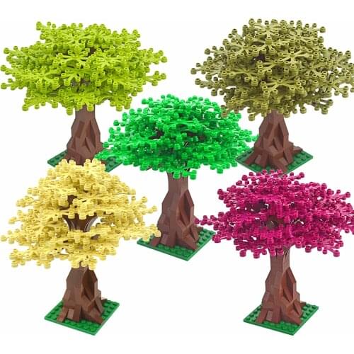 Bricks Tree Green Bush Flower Grass Plants Garden Compatible City DIY MOC Parts Street View Building Blocks Accessories Toys