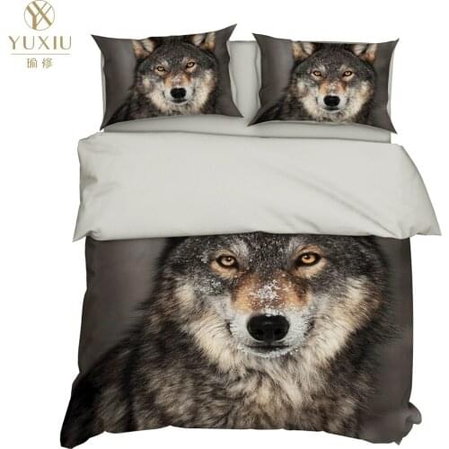 YuXiu 3D Printing Animal Wolf Duvet Covers 3Pcs Sets Bedding Set Bed Linen Cover Pillowcases King Queen Full Twin Double